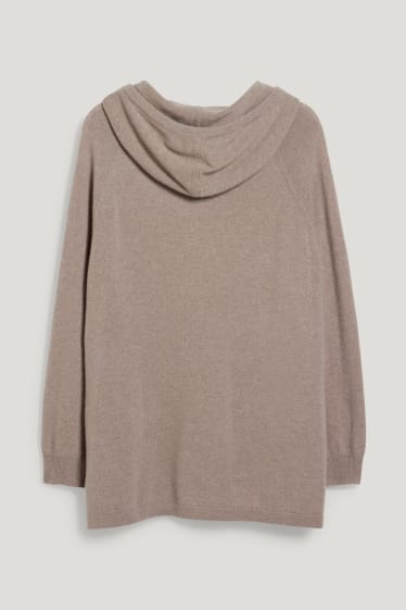 Women - Hooded cashmere jumper - taupe
