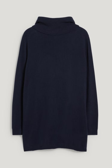 Femmes - Pull en cachemire à col roulé - bleu foncé