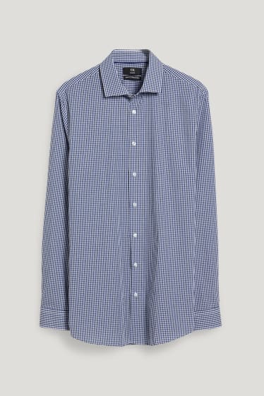 Hommes - Chemise de bureau - slim fit - col cutaway - facile à repasser - matière recyclée - bleu foncé / blanc