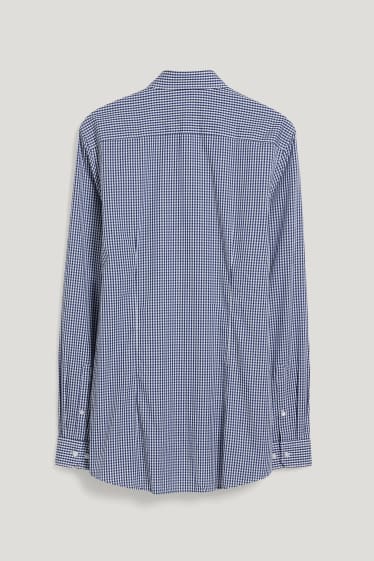 Hommes - Chemise de bureau - slim fit - col cutaway - facile à repasser - matière recyclée - bleu foncé / blanc
