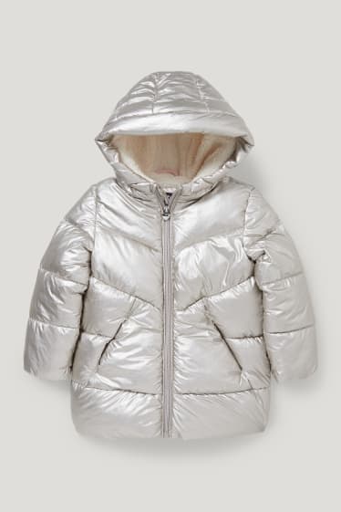 Toddler Girls - Giacca trapuntata con cappuccio - brillante - argento