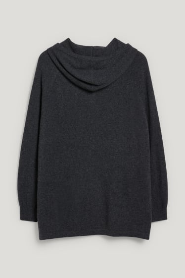 Damen - Kaschmir-Kapuzenpullover - anthrazit