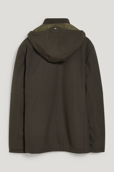 Hommes - Veste souple à capuche - vert foncé