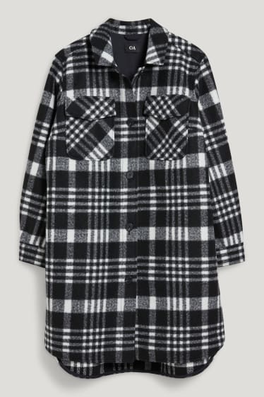 Dames - Overshirt - geruit - zwart / wit