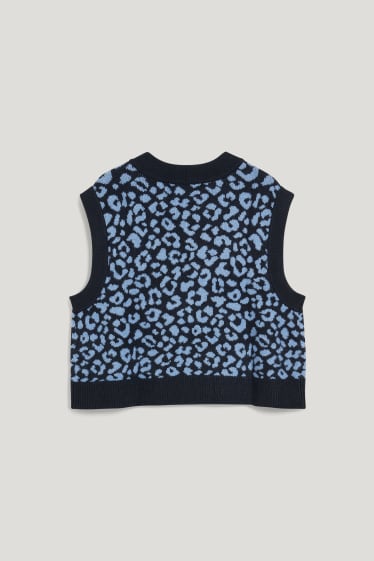 Dames - Spencer - gerecyclede stof - met patroon - donkerblauw