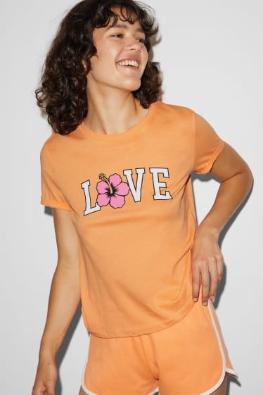 Clockhouse Girls - CLOCKHOUSE - T-shirt - floral - orange