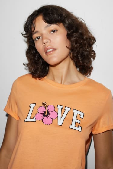 Clockhouse Girls - CLOCKHOUSE - T-shirt - floral - orange