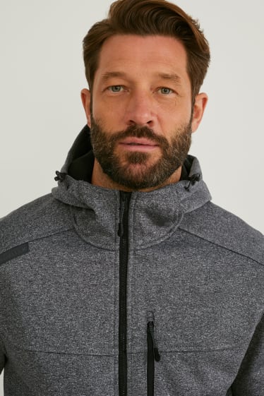 Men - Softshell jacket with hood - gray-melange