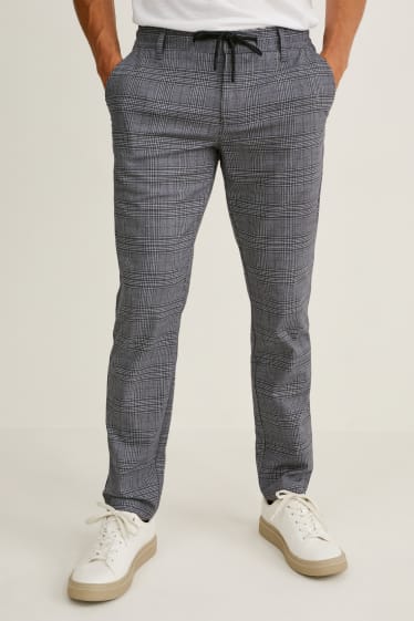 Uomo - Pantaloni - tapered fit - a quadretti - grigio scuro / grigio chiaro