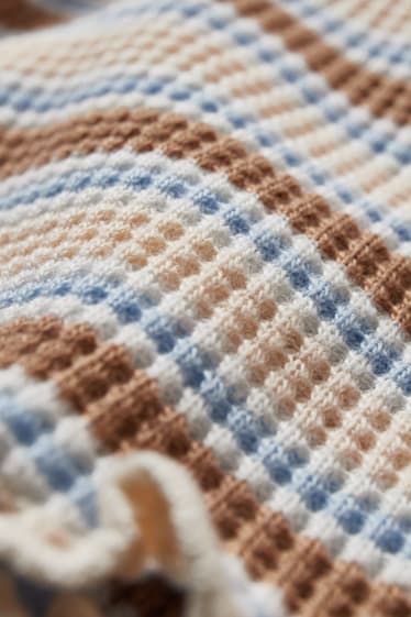Exclusiu online - CLOCKHOUSE - samarreta crop de màniga llarga - ratlles - beix/blau