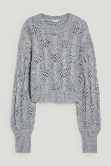 Clockhouse femme - CLOCKHOUSE - pull - motif tressé - gris clair chiné