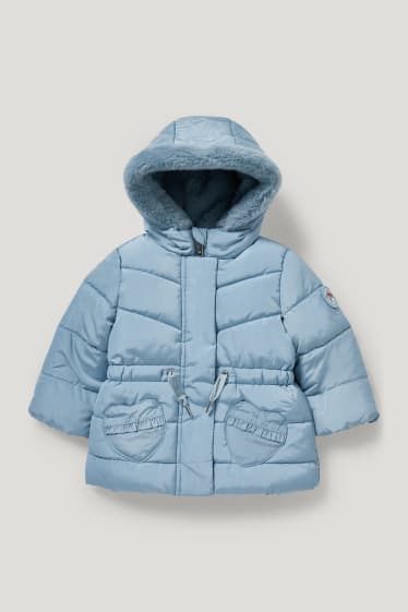 Miminka holky - Prošívaná bunda s kapucí pro miminka - světle modrá
