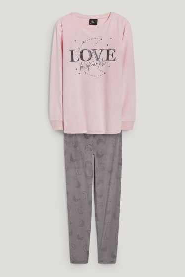 Bambine: - Pigiama - 2 pezzi - grigio / rosa