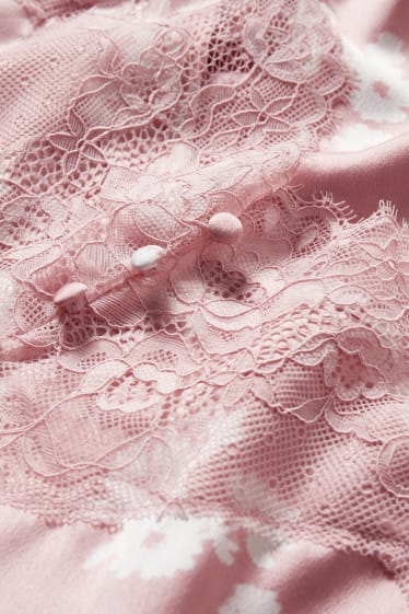 Dames - Pyjamatop - gebloemd - roze