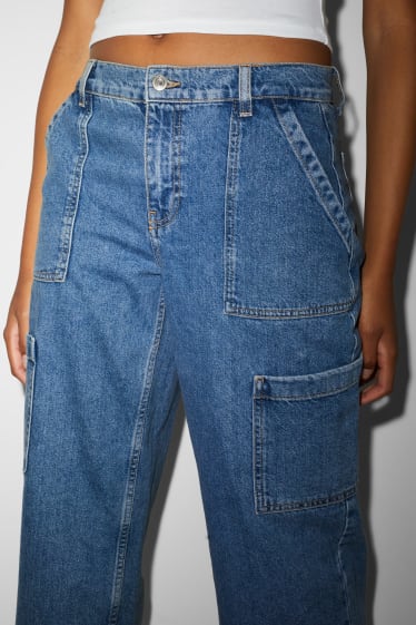 Clockhouse Girls - CLOCKHOUSE - straight jeans - jeans cargo - denim-albastru