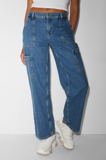 Clockhouse Girls - CLOCKHOUSE - straight jeans - jeans cargo - denim-albastru