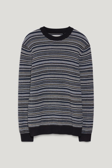 Heren - Trui - gestreept - donkerblauw