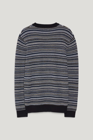 Heren - Trui - gestreept - donkerblauw