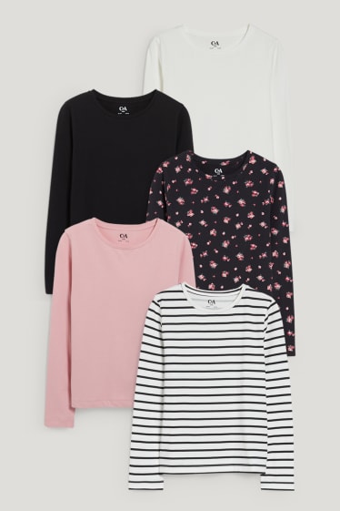 Niñas - Pack de 5 - camisetas de manga larga - negro