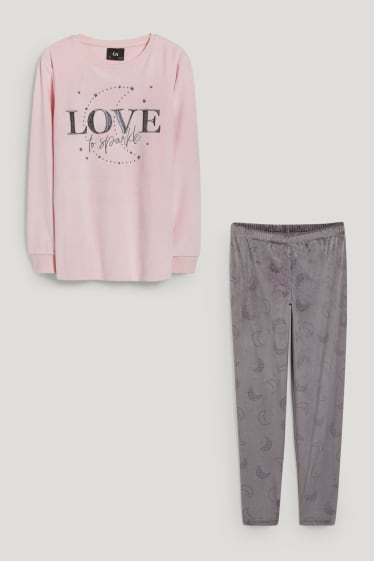 Bambine: - Pigiama - 2 pezzi - grigio / rosa