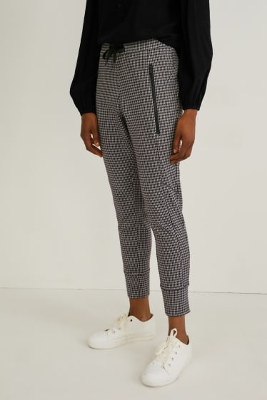 Donna - Pantaloni sportivi - a quadretti - nero / bianco