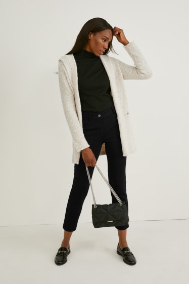 Damen - Strickjacke mit Kapuze - cremefarben