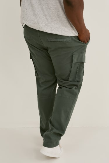 Mężczyźni XL - Spodnie bojówki - tapered fit - Flex - LYCRA® - ciemnozielony