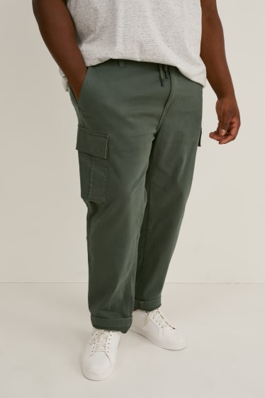 Mężczyźni XL - Spodnie bojówki - tapered fit - Flex - LYCRA® - ciemnozielony