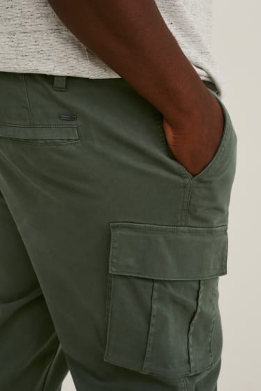 Mężczyźni XL - Spodnie bojówki - tapered fit - Flex - LYCRA® - ciemnozielony