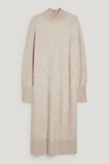 Femmes - Robe en maille - matière recyclée - beige