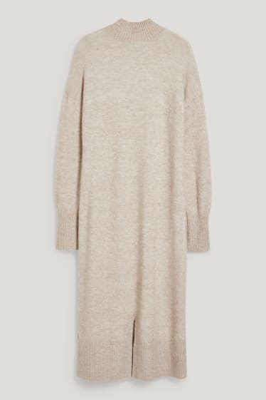 Femmes - Robe en maille - matière recyclée - beige