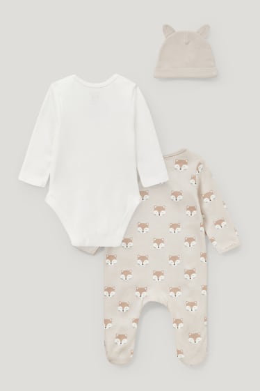 Baby Girls - Newbornoutfit - biokatoen - 3-delig - crème wit