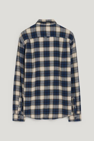Home - Camisa de franel·la - regular fit - Kent - de quadres - blau/beix