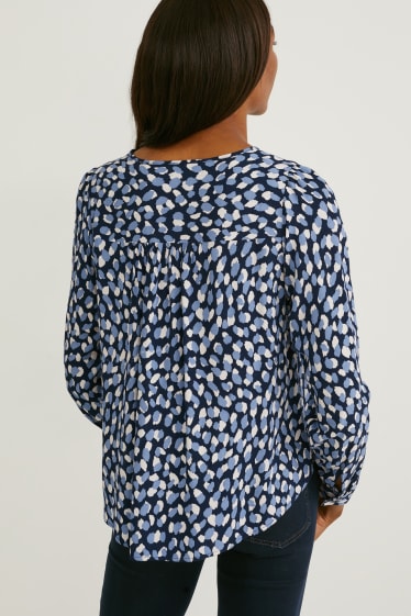 Damen - Bluse - gemustert - blau / dunkelblau
