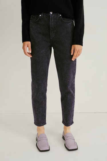 Femei - Mom jeans - talie înaltă - LYCRA® - denim-gri închis