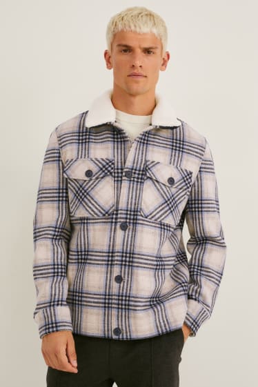 Herren - Jacke - kariert - beige