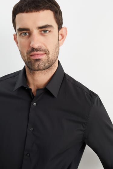 Herren - Businesshemd - Slim Fit - extra lange Ärmel - bügelleicht - schwarz