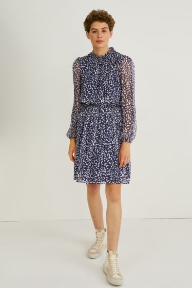 Mujer - Vestido de chifón - estampado - azul oscuro / gris