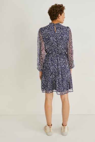 Mujer - Vestido de chifón - estampado - azul oscuro / gris