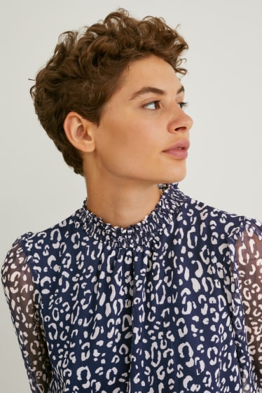 Mujer - Vestido de chifón - estampado - azul oscuro / gris