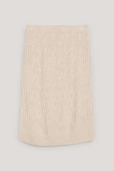 Mujer - Falda de cachemir - de ochos - beis jaspeado