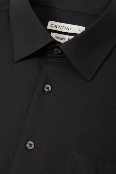 Uomo - Camicia business - regular fit - collo all'italiana - facile da stirare - nero