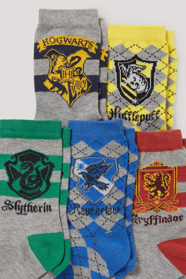 Garçons - Lot de 5 paires - Harry Potter - chaussettes à motif - gris chiné
