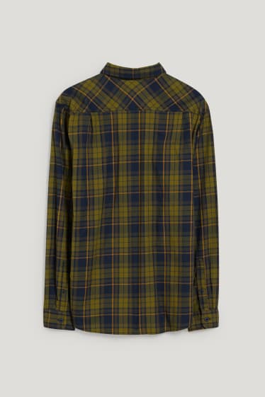 Home - Camisa de franel·la - regular fit - Kent - THERMOLITE® - de quadres - verd fosc