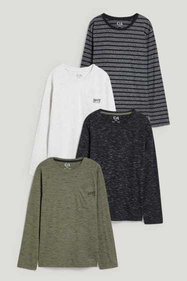 Niños - Tallas extendidas - pack de 4 - camisetas de manga larga - azul oscuro