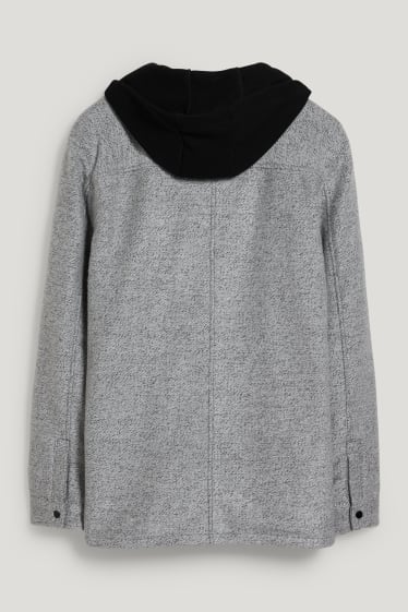 Exclu web - CLOCKHOUSE - veste-chemise à capuche - gris clair chiné