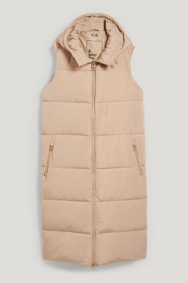 Donna - Gilet trapuntato con cappuccio - da materiali riciclati - beige