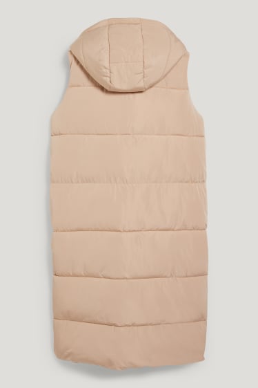 Donna - Gilet trapuntato con cappuccio - da materiali riciclati - beige