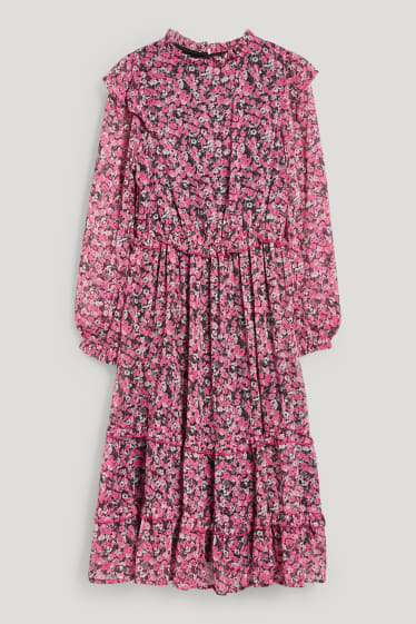 Filles - Robe de gaze - à fleurs - rose