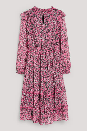 Filles - Robe de gaze - à fleurs - rose